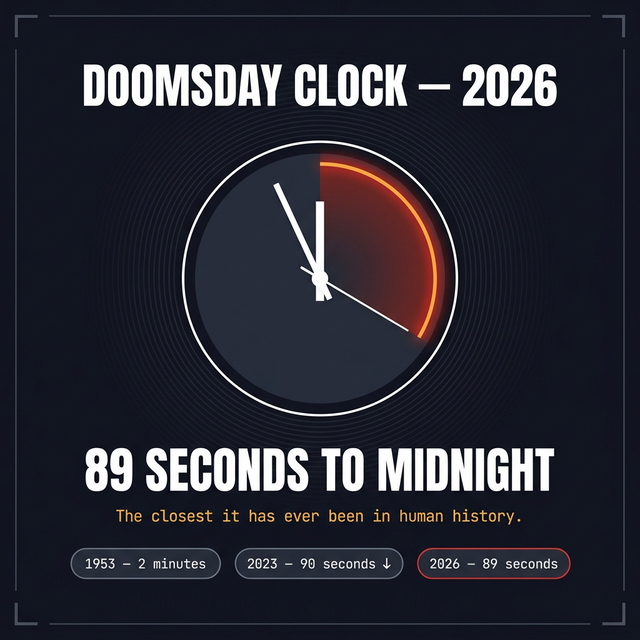 Doomsday Clock: 89 Seconds to Midnight, March 2026